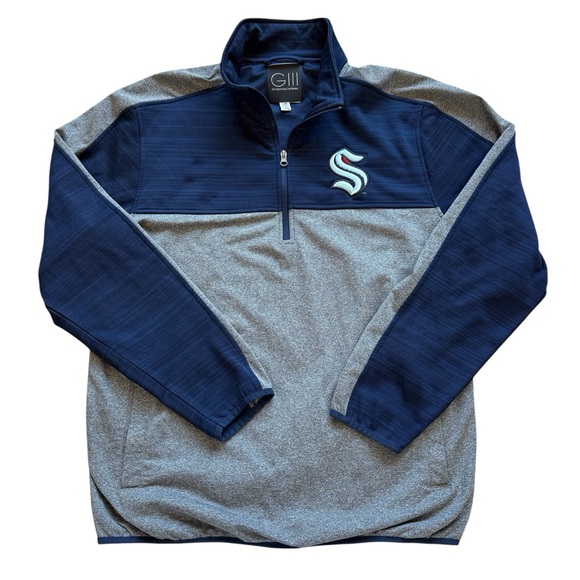 G-III Other - G-III Sports Seattle Kraken Jacket Men's L Navy Gray 1/4 Zip Pullover NHL Hockey